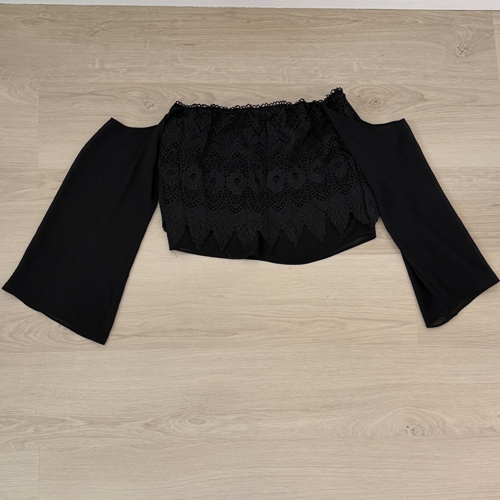 Cotton Candy Black Lace Off-Shoulder Blouse